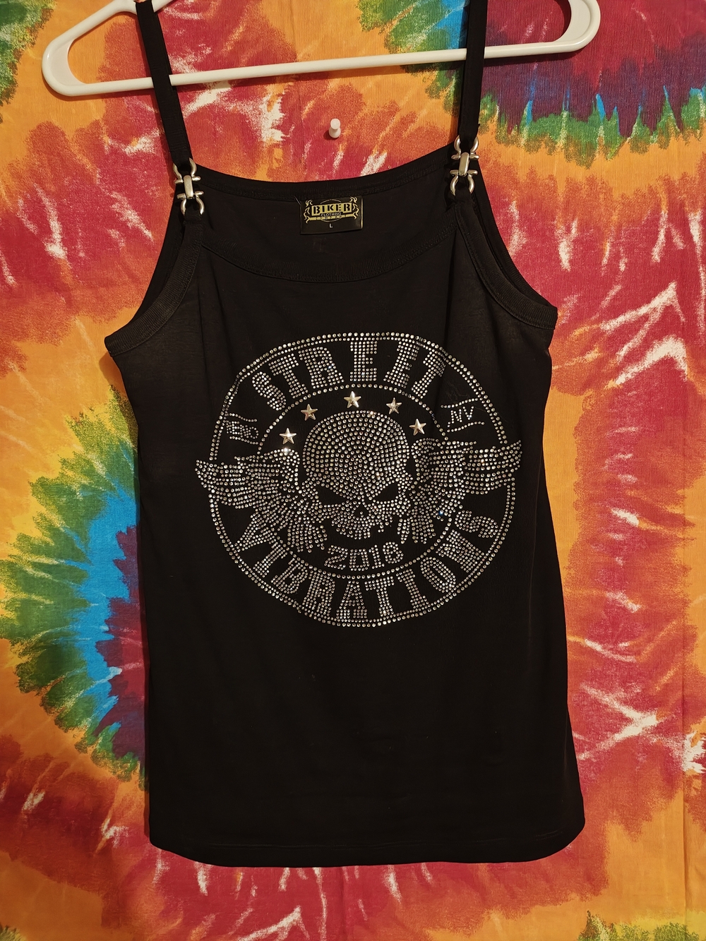 Black Studded Skull Tank Top